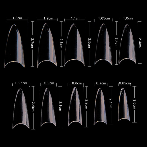 Cre8tion Premade Clear Tipbox - 03 Short Stiletto (500pc)
