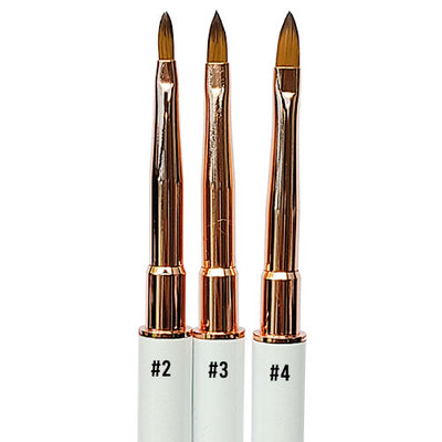 Nail Art Brush 3d - White and Rose Gold Crystal Handle w/ Cap