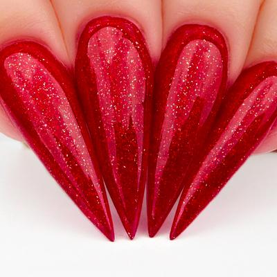 Hands wearing #456 Diablo Classic Gel & Polish Duo by Kiara Sky