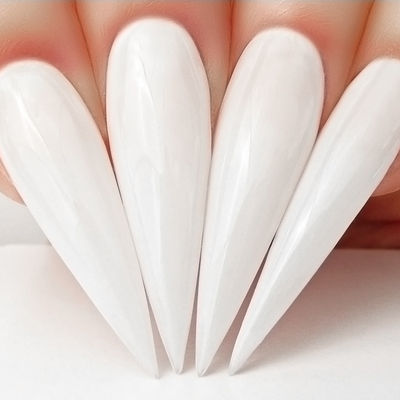 Hands wearing 623 Milky White Classic Gel & Polish Duo by Kiara Sky