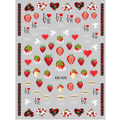Nail Decal Sticker Fruit - Strawberries DD420