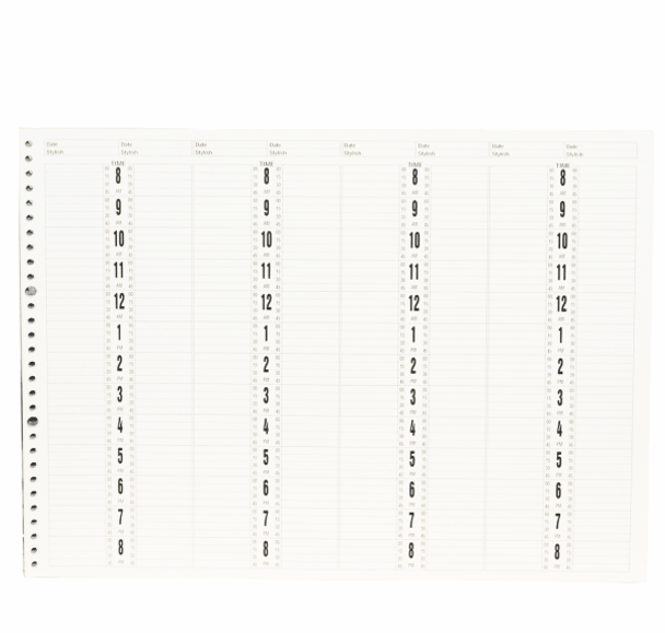 Inside of 8 Column Appointment Book