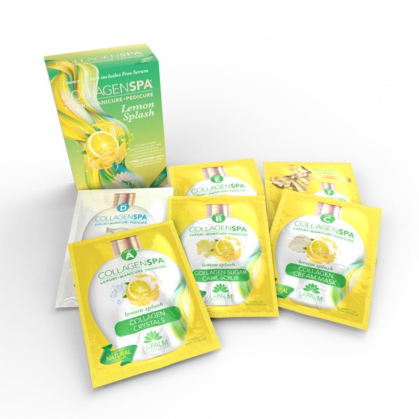 Inside of Lemon Splash Collagen Spa 6 step Kit By LaPalm