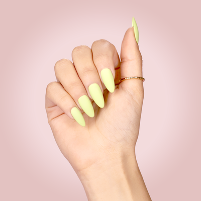 HAnds wearing 635 Matcha Latte Polish by Kiara Sky