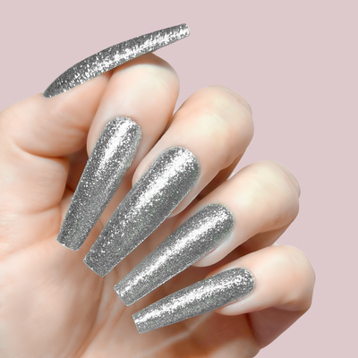 Hands wearing GFX202 Shimmering Lights Platinum FX Gel by Kiara Sky