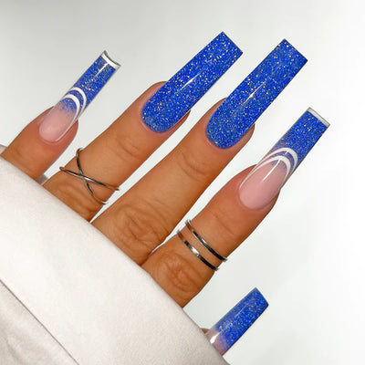 Hands wearing AFX05 Ice Cold DiamondFX Glitter Powder by Kiara Sky