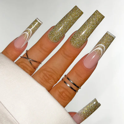 Hands wearing AFX08 Sunday Funday DiamondFX Glitter Powder by Kiara Sky