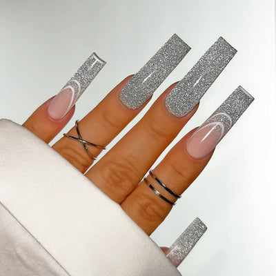 Hands wearing AFX16 Tin Man DiamondFX Glitter Powder by Kiara Sky