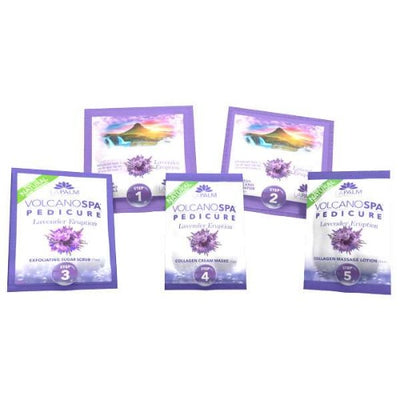Inside of Lavender Eruption 6 Step Pedicure Kit By Volcano Spa