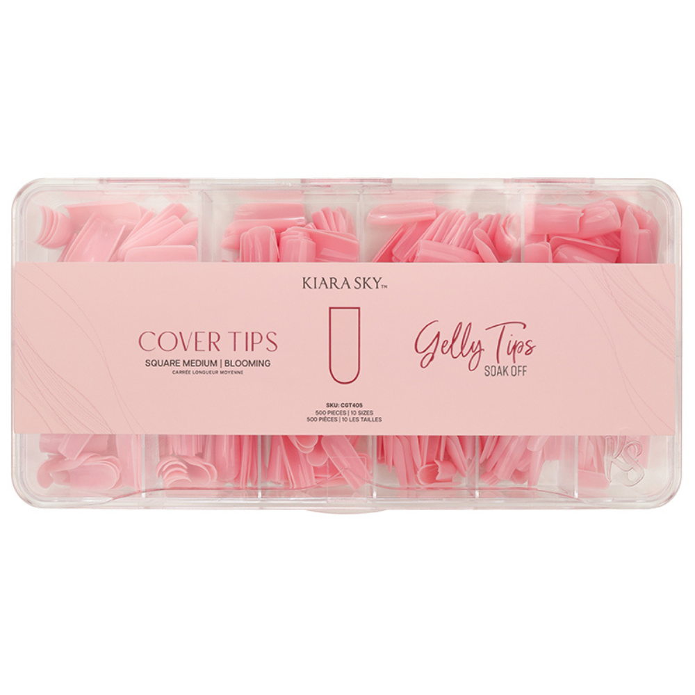 Premade Tip Box of Blooming Square Medium Gelly Cover Tips by Kiara Sky