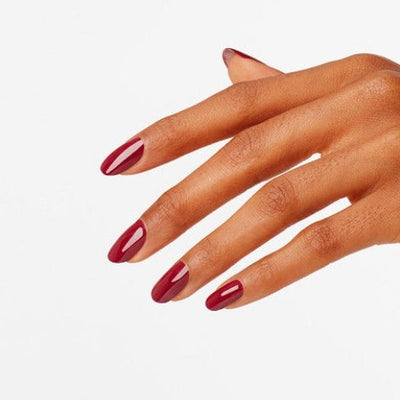 hands wearing H02 Chick Flick Cherry Trio by OPI