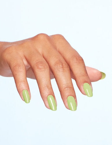 hands wearing S005 Clear Your Cash Nail Lacquer by OPI