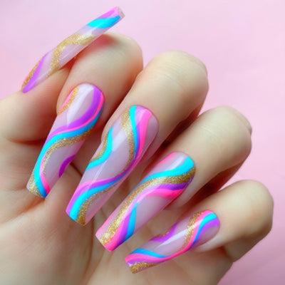 Hands wearing 101 Pinkaso Gel Art by Kiara Sky