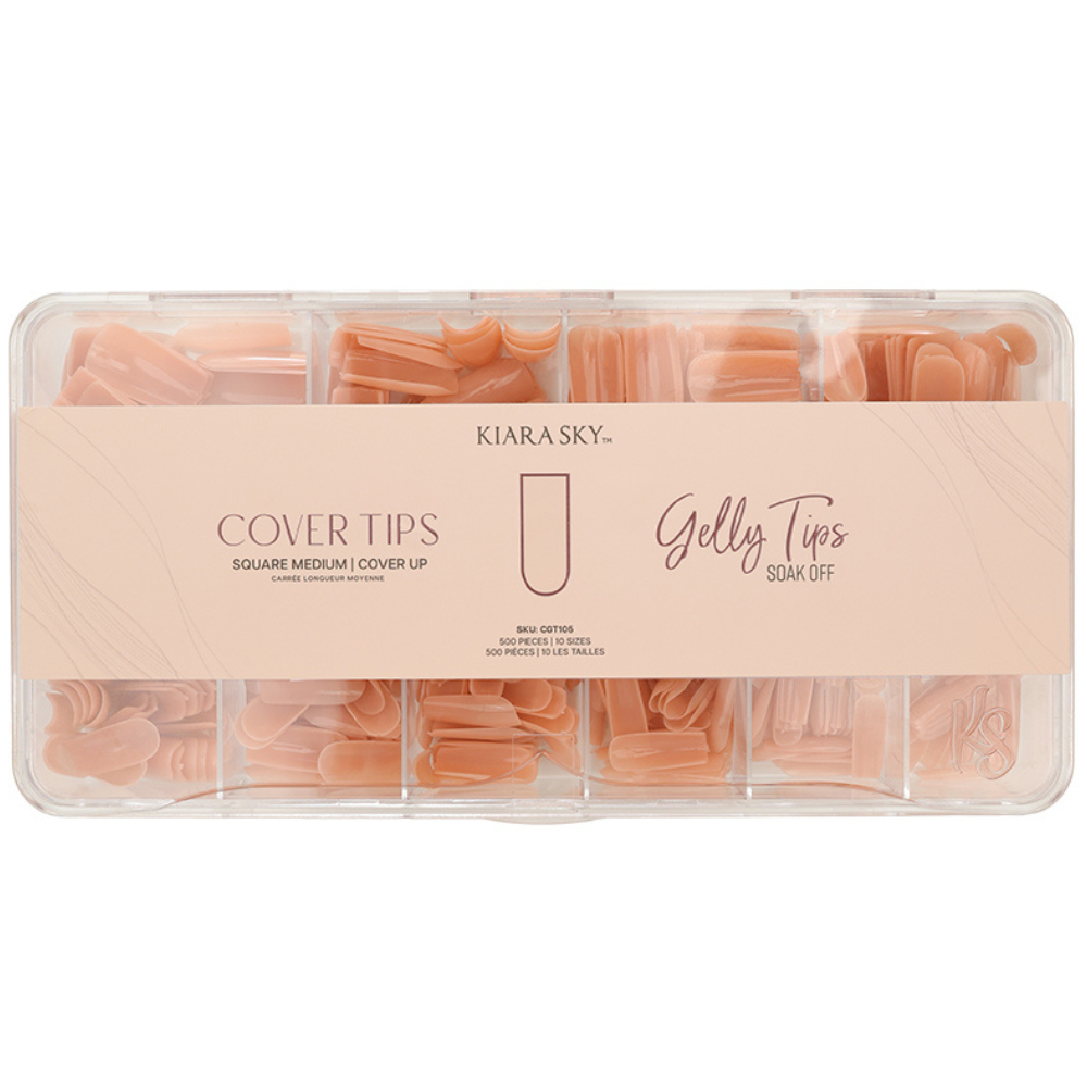 Premade Tip Box of Cover Up Square Medium Gelly Cover Tips by Kiara Sky