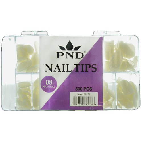 PND Premade Natural Full Tip Box - 08 Short Coffin