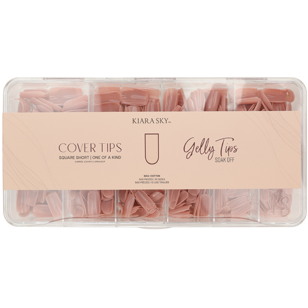 Premade Tip Box of Square Short Cover Gelly Tips by Kiara Sky