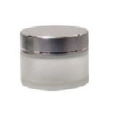 Frosted Glass Jar with Silver Lid Container - Medium