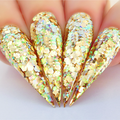 Hands wearing SP216 You're Golden, Baby! Sprinkle On by Kiara Sky