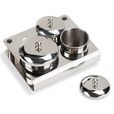 Mini Metal 3 Piece 3 Holes Pink & White Acrylic Powder & White Acrylic Jar Organizer Tray