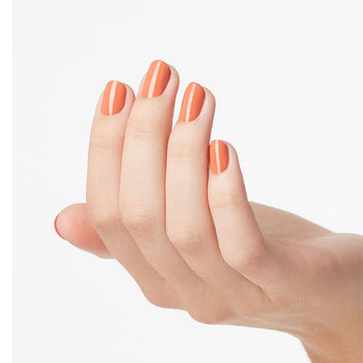 hands wearing W59 FREEDOM OF PEACH Dip Powder 1.5oz by OPI