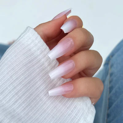 Nude Clear Ombre Apres Gel X Press on Nails Gold Flakes Short Medium Long  Extra Long and Coffin Stiletto Square Round Shiny Matte Handmade 