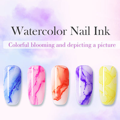 Marble Ink nails in watercolor style
