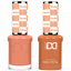 DND 033 Charming HEMA & TPO Free Gel Polish Duo warm peachy nude nail color with matching lacquer bottle.