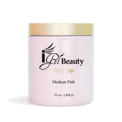 DP04 Medium Pink Dip & Dap Powder 16oz by iGel Beauty