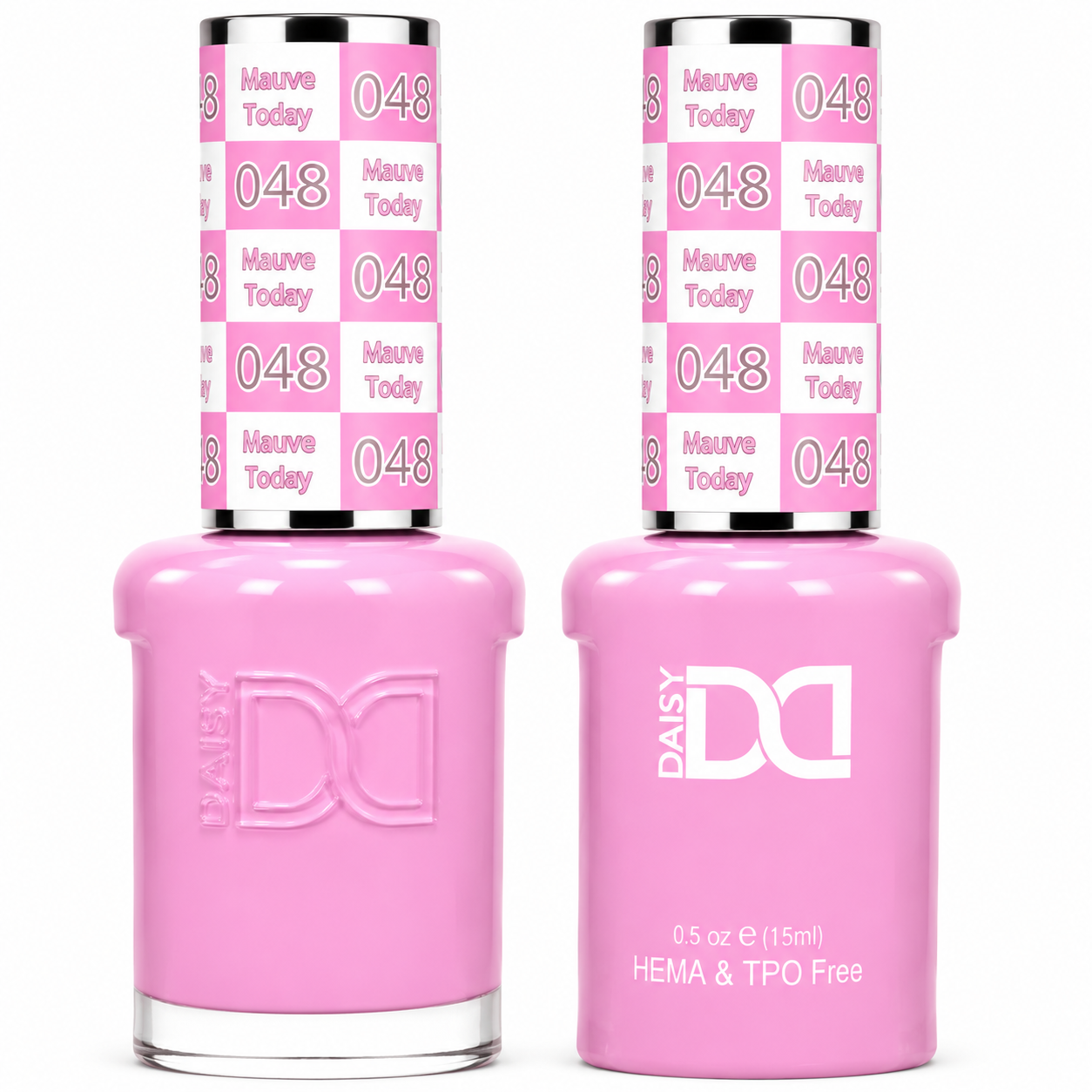 DND 048 Mauve Today HEMA & TPO Free Gel Polish Duo soft mauve pink nail color with matching lacquer bottle.