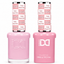 DND 049 Nude Meets Pink HEMA & TPO Free Gel Polish Duo soft blush pink nude nail color with matching lacquer bottle.