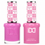 DND 057 Booked & Busy HEMA & TPO Free Gel Polish Duo soft muted rosy pink nail color with matching lacquer bottle.