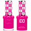 DND 062 Acai Berry HEMA & TPO Free Gel Polish Duo in vibrant berry pink with matching gel polish and lacquer bottles.