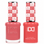 DND 071 Main Squeeze HEMA & TPO Free Gel Polish Duo featuring a vibrant coral pink shade with tropical undertones and matching gel polish and lacquer bottles.