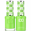DND 079 UFO Speed Date HEMA & TPO Free Gel Polish Duo vibrant neon lime green nail color with matching lacquer bottle.