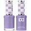 DND 085 Iris Haze HEMA & TPO Free Gel Polish Duo soft dusty lavender nail color with muted purple undertones and matching lacquer bottle.