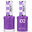 DND 090 Grape Pop HEMA & TPO Free Gel Polish Duo bold grape purple nail color with cool violet undertones and matching lacquer bottle.