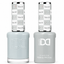 DND 091 Take Off HEMA & TPO Free Gel Polish Duo soft cool gray nail color with subtle blue undertones and matching lacquer bottle.