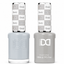 DND 097 Cloudy HEMA & TPO Free Gel Polish Duo light gray nail color with cool undertones and matching lacquer bottle.