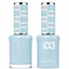 DND 099 Catch Flights, Not Feelings HEMA & TPO Free Gel Polish Duo soft sky blue nail color with cool undertones and matching lacquer bottle.
