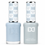 DND 102 Misty HEMA & TPO Free Gel Polish Duo soft misty blue-gray nail color with cool undertones and matching lacquer bottle.