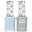 DND 102 Misty HEMA & TPO Free Gel Polish Duo soft misty blue-gray nail color with cool undertones and matching lacquer bottle.