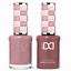 DND 107 Let Your Hair Down HEMA & TPO Free Gel Polish Duo dusty mauve pink gel polish and matching nail lacquer set.