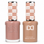 DND 112 The Last Croissant HEMA & TPO Free Gel Polish Duo warm beige nude gel polish and matching nail lacquer set on white background.