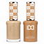 DND 113 Jet-lagged In Grand Central HEMA & TPO Free Gel Polish Duo warm honey beige gel polish and matching nail lacquer set on white background.