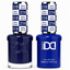 DND 216 Sailor Mouth HEMA and TPO Free Gel Polish Duo deep navy blue nail polish bottles.