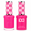 DND 224 Flirt Alert HEMA and TPO Free Gel Polish Duo bold neon hot pink nail polish bottles.