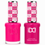 DND 226 Pull u for a Chat HEMA and TPO Free Gel Polish Duo bold hot pink nail polish bottles.