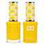 DND 241 Honey Mustard HEMA and TPO Free Gel Polish Duo bold golden yellow nail polish bottles.