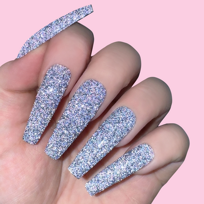 hands wearing GFX127 5 Cents Diamond FX Gel by Kiara Sky