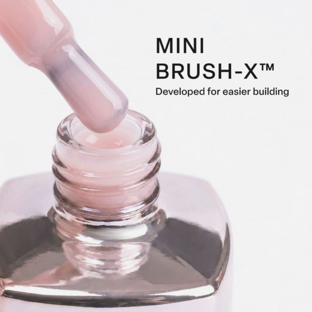 Aprés Soft Gel Builder Gel Swoon with Mini Brush-X™ precision brush for smooth, self-leveling builder gel application and structured manicures.